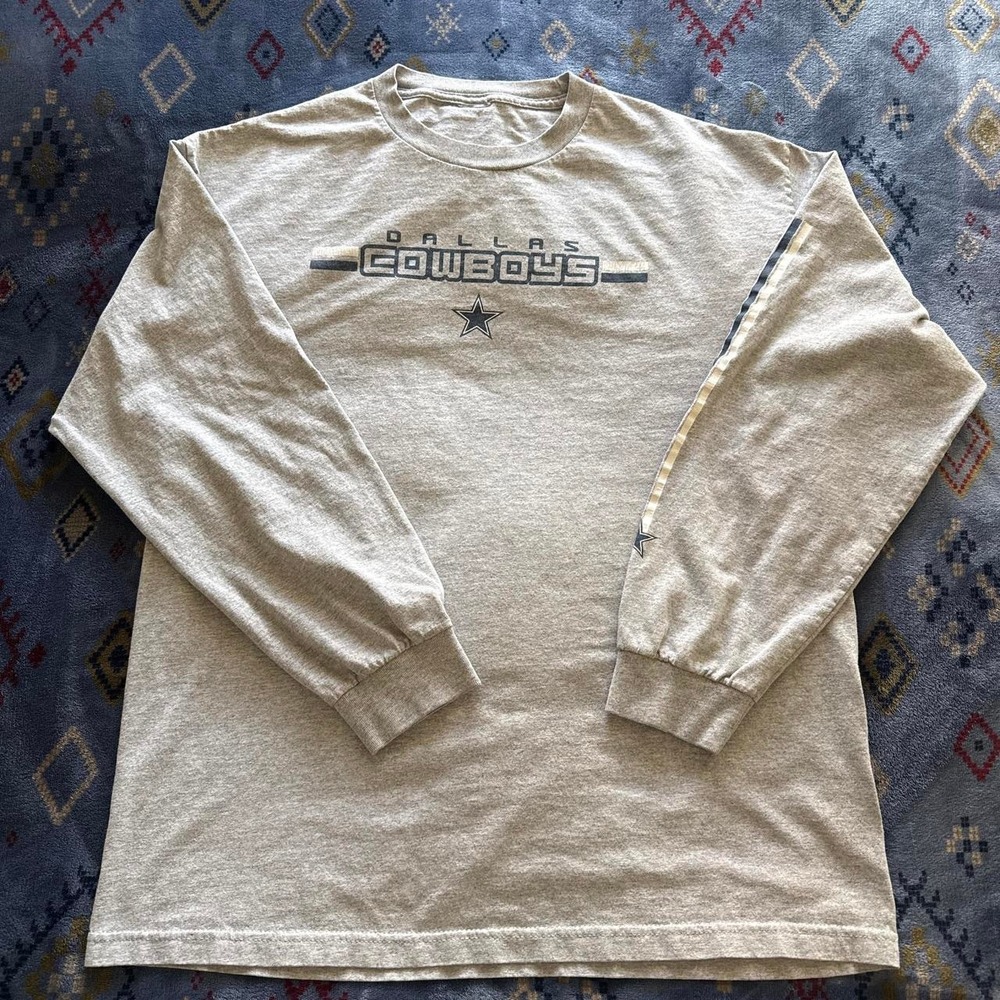 Dallas Cowboys Long Sleeve T-Shirt Heather Gray Graphic Star Logo Mens XL